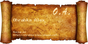 Ohrabka Alex névjegykártya